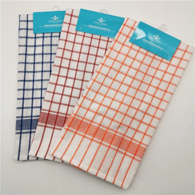 Dyed yarn check pattern kitchen towel