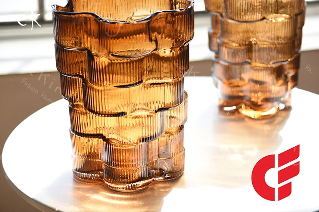 ##EKING Future Building vase handblown Tapered vase, irregular square shape colorful glass vase