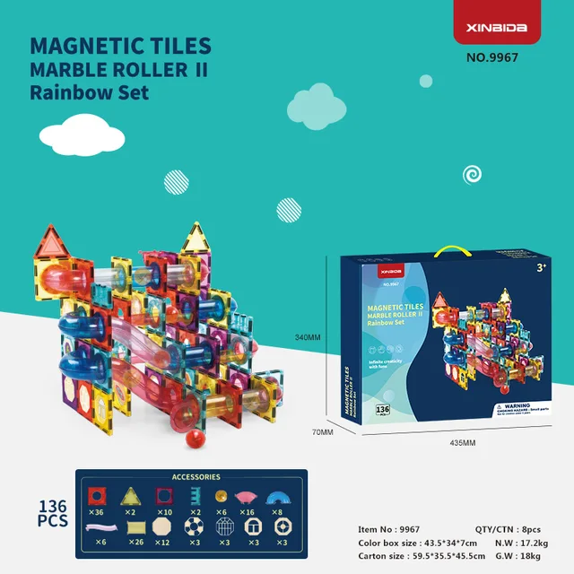Xinbida135pcs Magnetic Tiles Magnetic Building Blocks for Kids