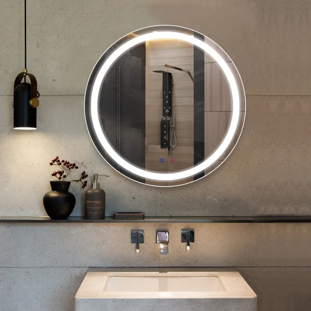 Customize Hotel Bathroom bathroom Anti-Fog intelligent bath mirror with led lights for wholesale
