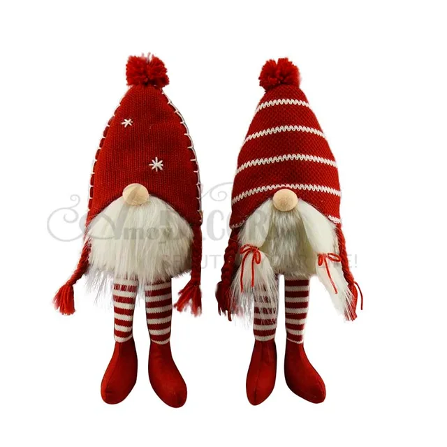 2asst.fabric Sitting Boy & Girl Gnome Décor