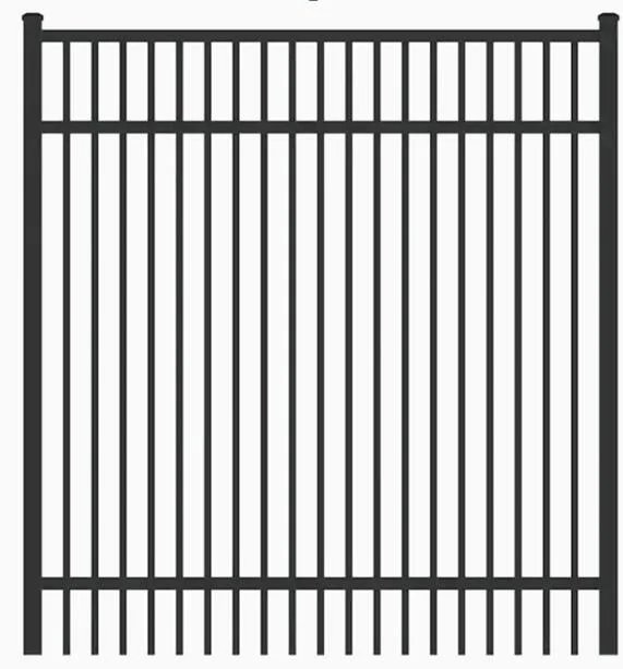Ironcraft Cheshire Black Powder-Coated Aluminum Post-and-Rail Flat-Top Decorative Metal Fence Gate