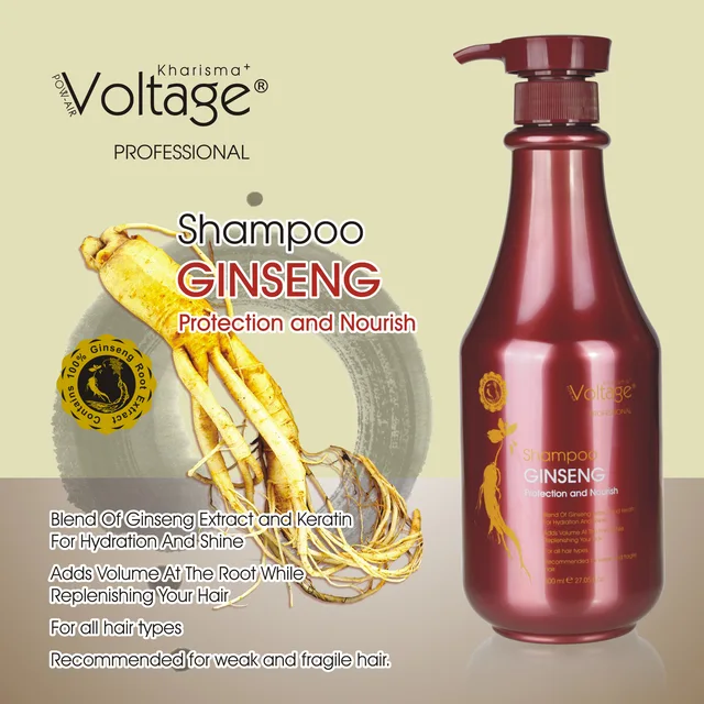 Kharisma Voltage Red Ginseng Herbal Shampoo for Hair Regeneration New Root Volume Private Label OEM is welcome