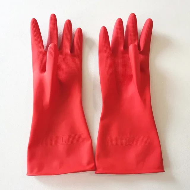 Xingli Red kitchen hotel room cleaning household latex gloves for safety work gloves