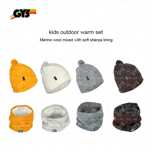 Kids merino wool beanie and neckwarmer