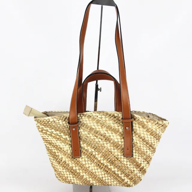 Seagrass and paper straw woven handbag