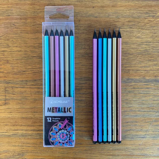 Metallic Body HB Dipped Pencil Triangular-PET box