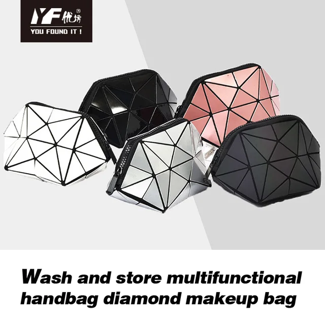 Cosmetic bag travel portable beauty girl women custom logo black zipper leather makeup storage bag