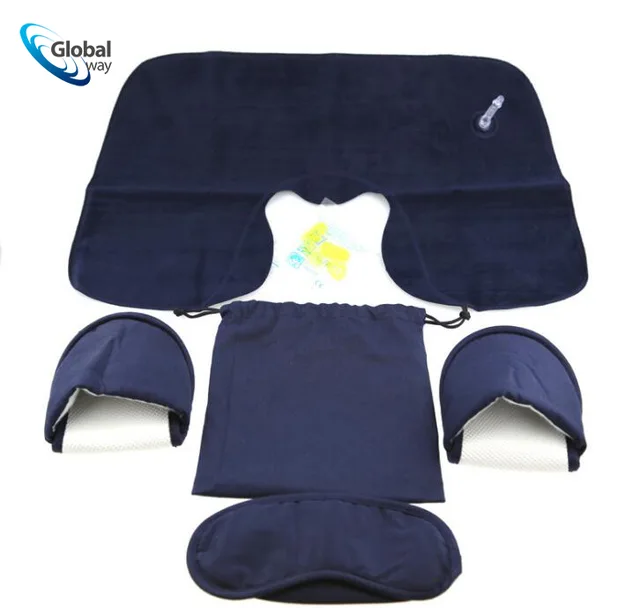 Travel set airplane relax set inflatable neck pillow eye mask slipper in pouch