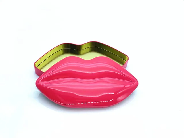 Lip shaped cosmetic tin boxes wholesale