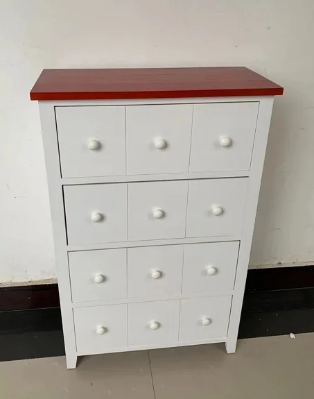 Solid wood white living room 4 drawers wood storage cabinet