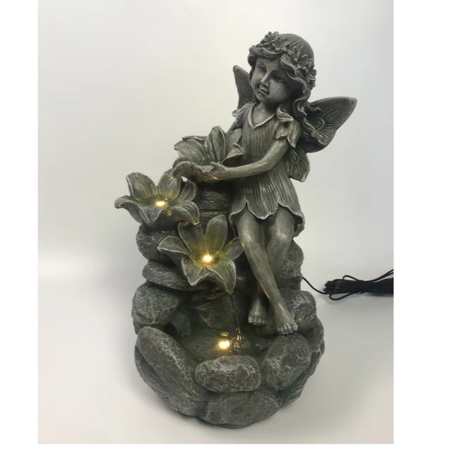 Classical antique polyresin fairy fountain for garden decoration