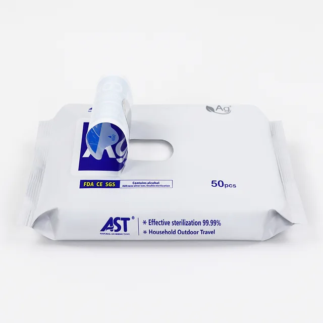 50pcs customized private logo household disposable 0.13%benzalkonium chloride antibacterial wipes
