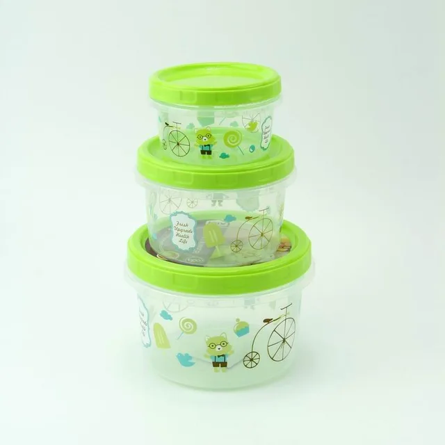 Cartoon keeping fresh box crisper (3pcs)plastic PP 3in 1 set convenient keep in refrigerator for tableware food