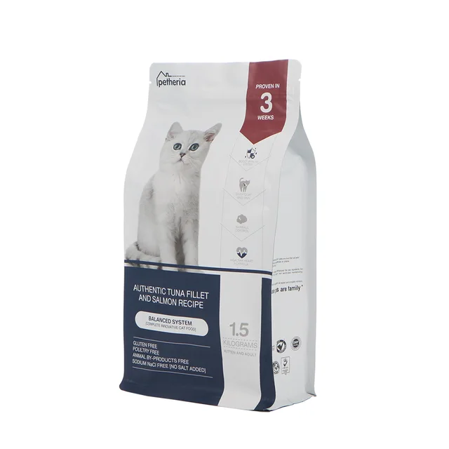 1.5 KGS Pet Food Bags Quad Bottom Pocket Zipper Aluminum Foil Bag Food Grade bag