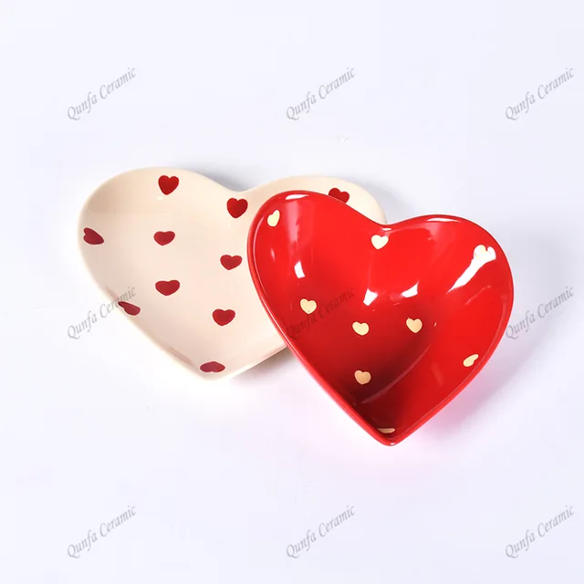 Wholesale Dinner Set Salad Hotel Dessert Heart design Ceramic Bowl