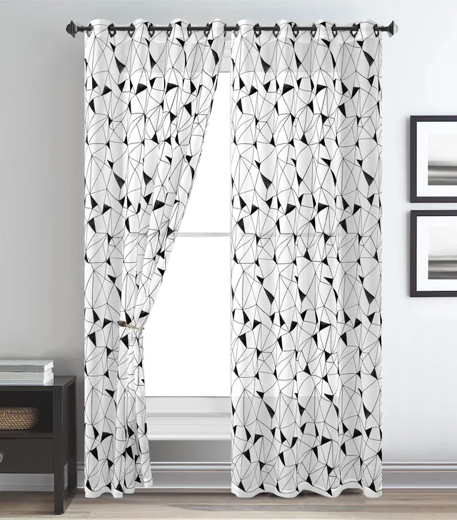 Embroidered volie curtain