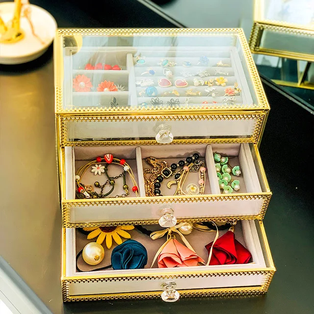 Large Capacity Acrylic Velvet Jewelry Storage Box