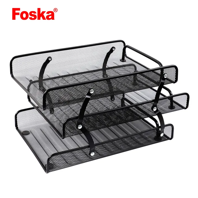 Foska 3 tiers office mesh organizer stationery desktop paper file tray for office use