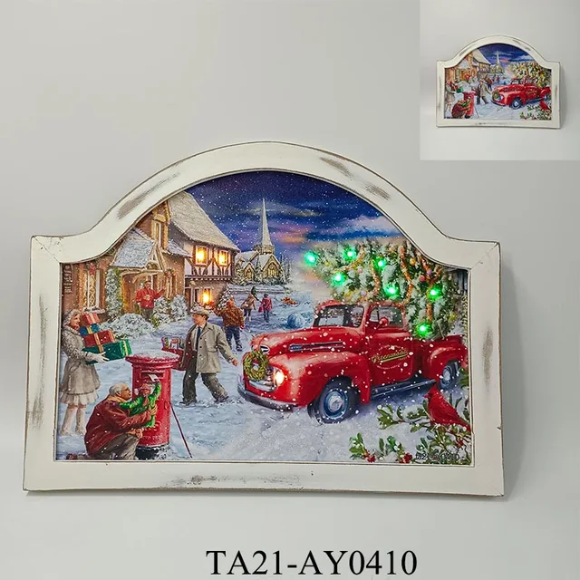 2022 new design special-shaped paint frame LED lights Christmas decoration painting