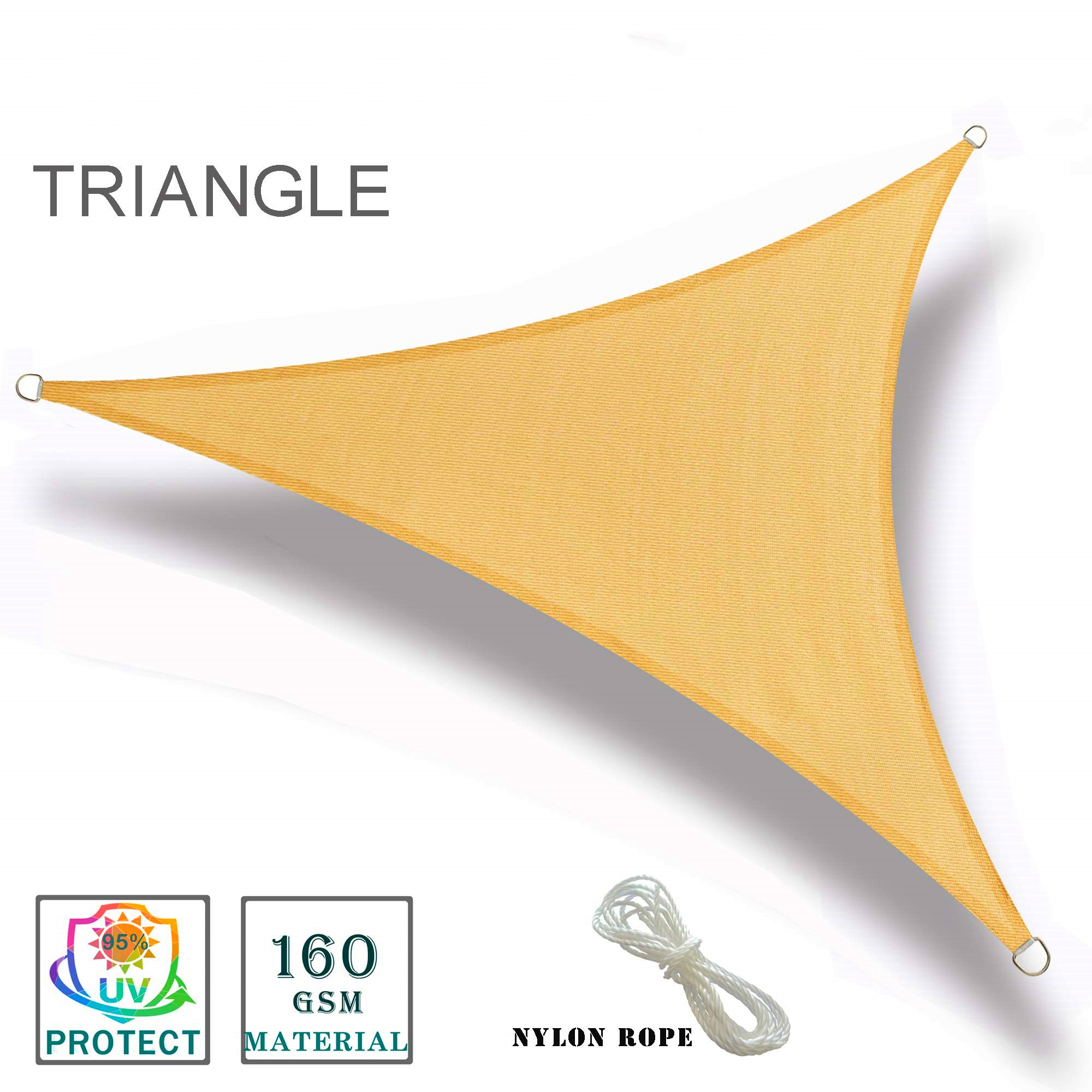 Gray Triangle Waterproof Sun Shade Sail UV Block Canopy Cover for Outdoor/Patio/Garden/Beach