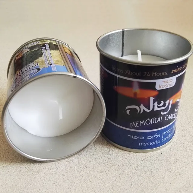 1 Pack - 24 Hour Kosher Memorial and Yom Kippur Candle IN TIN Jar