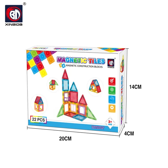Xinbida Magnetic Tiles 22pcs DIY Ilnteligence Creative Stick Building Block
