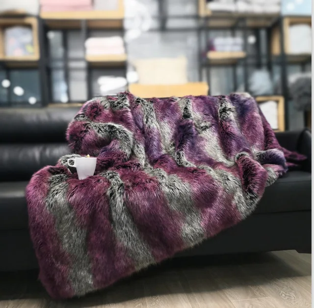 Decosy Decosy Faux Feather Throw Blanket(Purple Version)