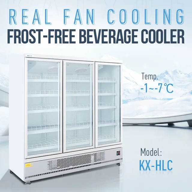 Beverage display upright freezer with glass doors