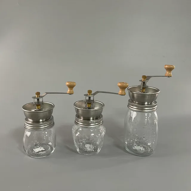 Hand Manual Coffee maker grinder with glass bottle jar