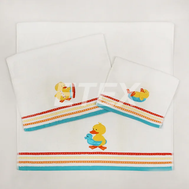 Cotton Terry Embroidery Towel Set 3pcs for Kids