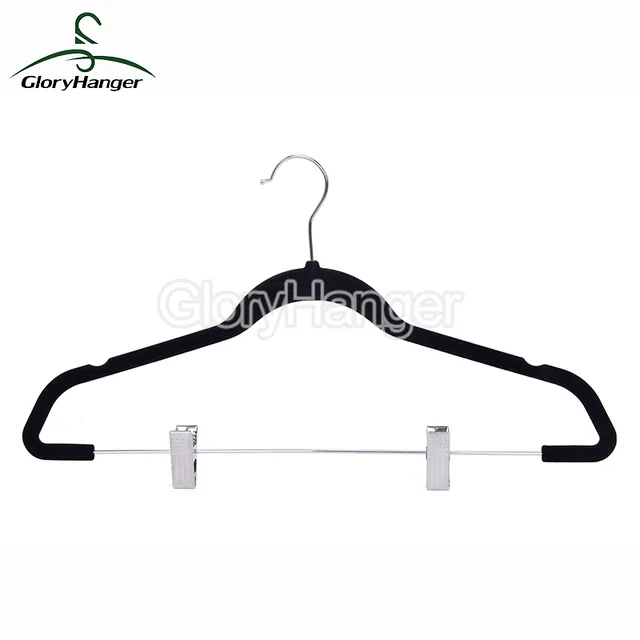 Velvet hanger with clips