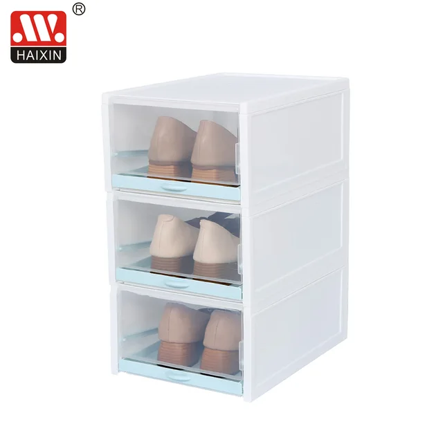@Haixing Latest Design Transparent Drawer Shoe Boxes Stackable Plastic shoe organizer Shoes box
