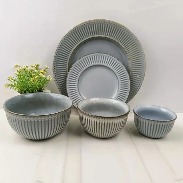 Saya series glossy reactive glaze dinnerware sets