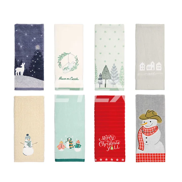 100% cotton Christmas embroidery towel