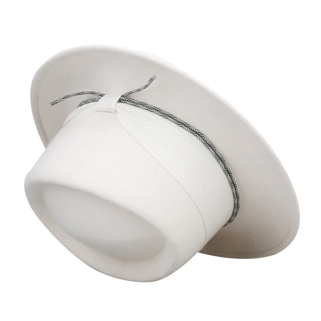Round crown with flat brim ivory hat