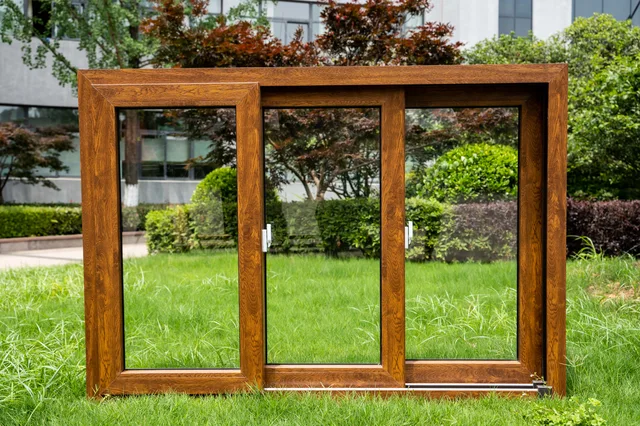 Wood laminated sliding pvc window