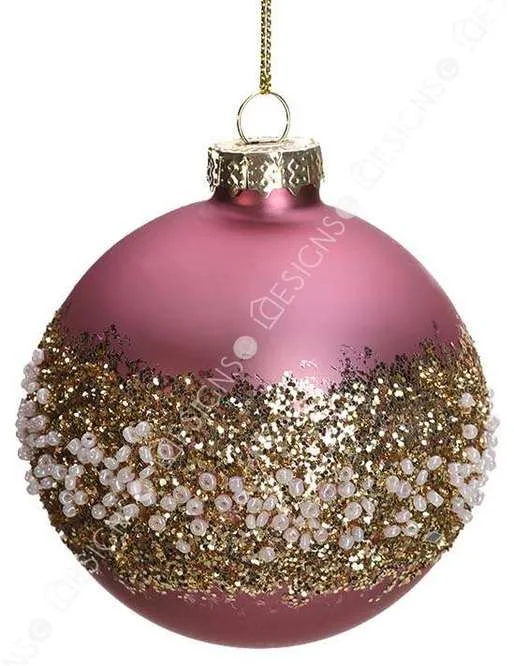 0000000000Hanging Glass Rose Red Glittery Christmas Ball Ornament for Christmas Tree Decoration
