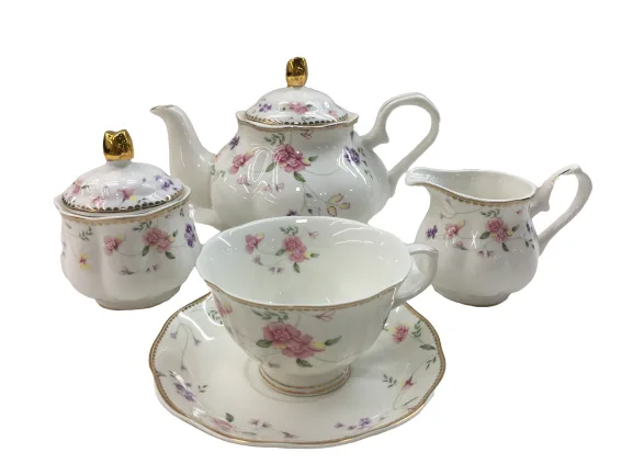 Porcelain coffee cup set and jug