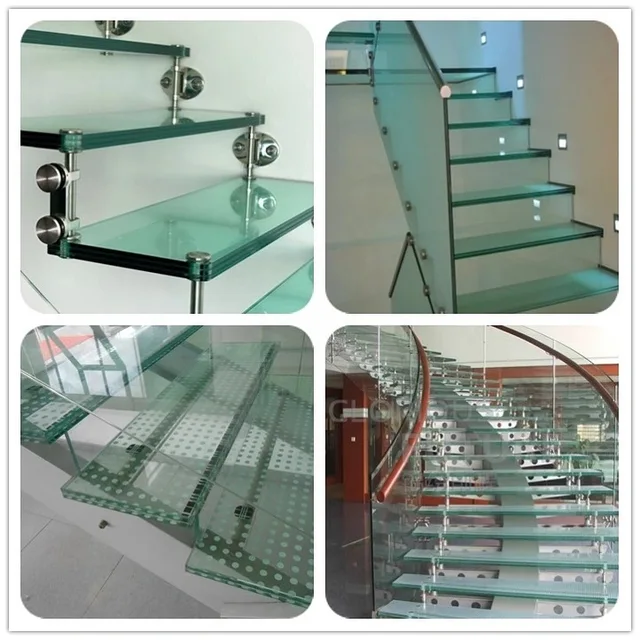 Clear and tinted Laminated polished tempered glass with holes