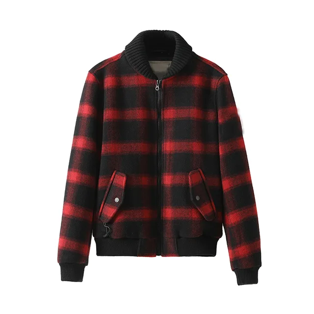 Men's Wool Mixed Jacket With Checked Pattern