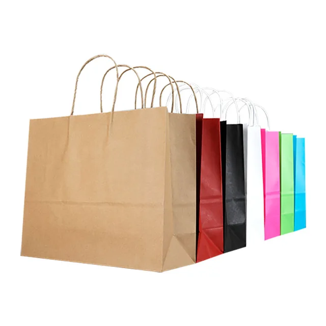 Serrated top twist handle paper shopping bag
