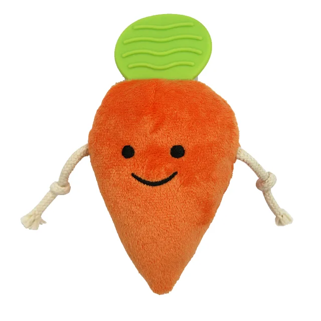 15.5cm Plush Carrot with PE teether BB whistleDog Pet Toys