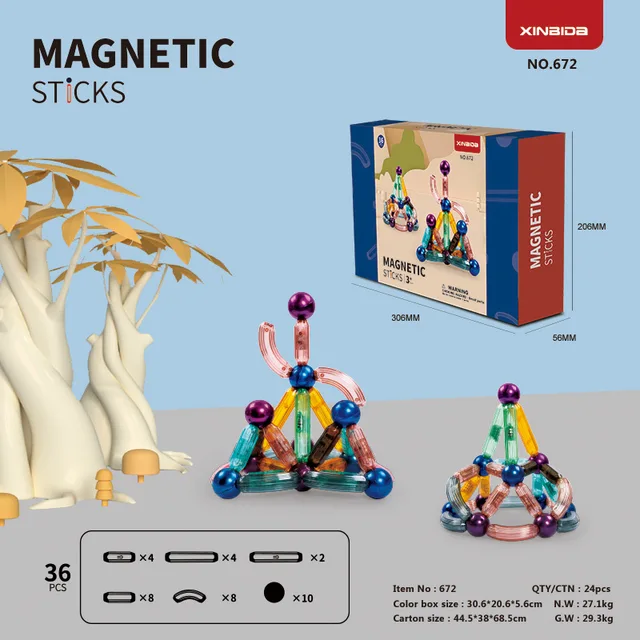 Colorful magnet rods magnetic sticks and balls toys