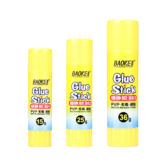 S63 solid glue stick eco-friendly and non-toxic long lasting and strong adhesion PVP quickly sticked glue stick 9g/15g/25g/36g PVP glue stick