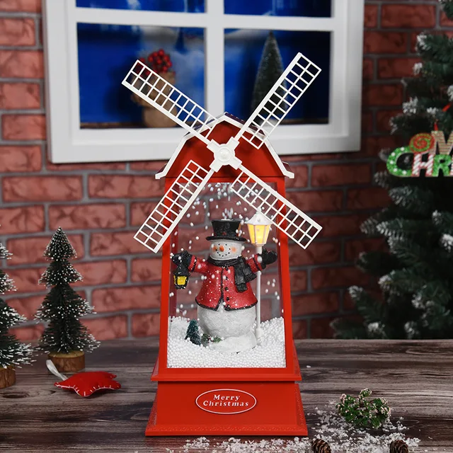 Red-house Snowing Windmill Lantern