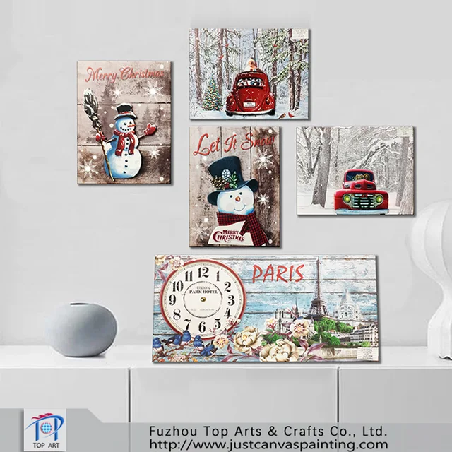 LED canvas painting Spring 3D Christmas snowman Christmas car Christmas House decor