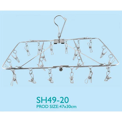 Single liner stainless steel hanger with 20 clips