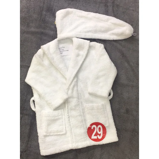 100% Cotton White Terry Children Bath Robe for Kids