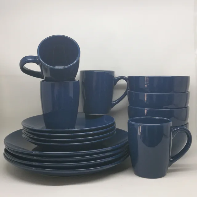 Stoneware coupe shape glazed dinner set BLUE